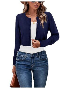 Cropped Cardigan Sweater Open Front Bolero Shrug for Women Long Sleeve